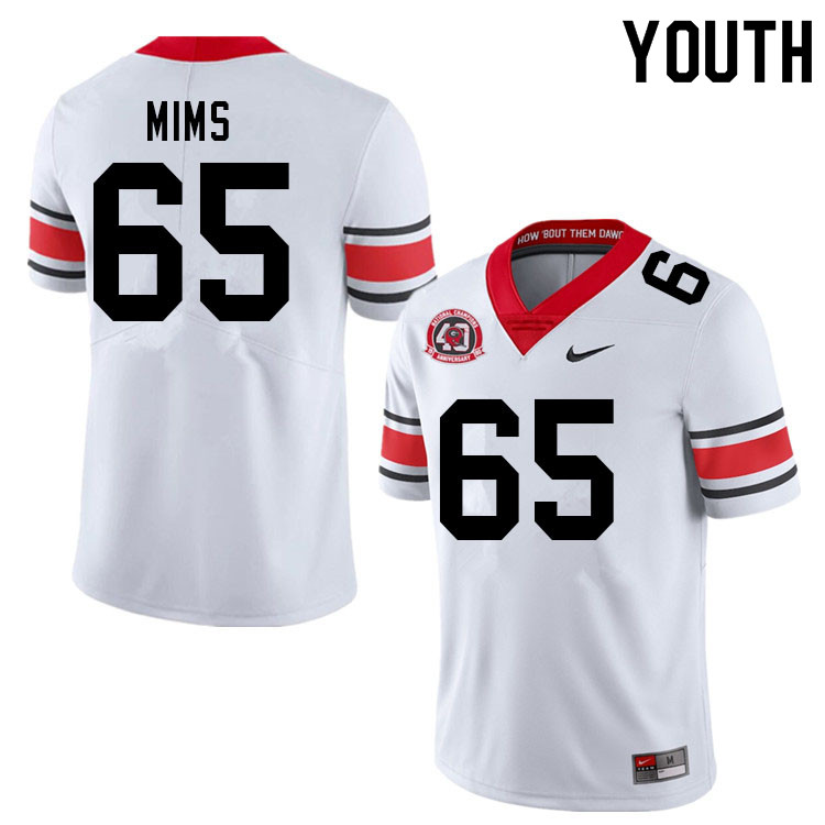 Youth #65 Amarius Mims Georgia Bulldogs Nationals Champions 40th Anniversary College Football Jersey - Click Image to Close